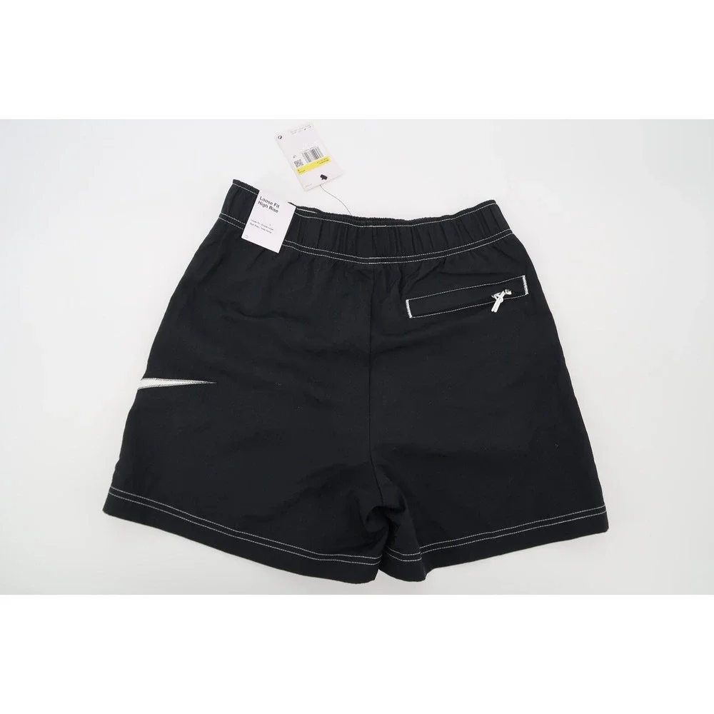 Nike Women's Swoosh‎ Woven Easy Shorts High Rise Black Size Small DM6752-010 New